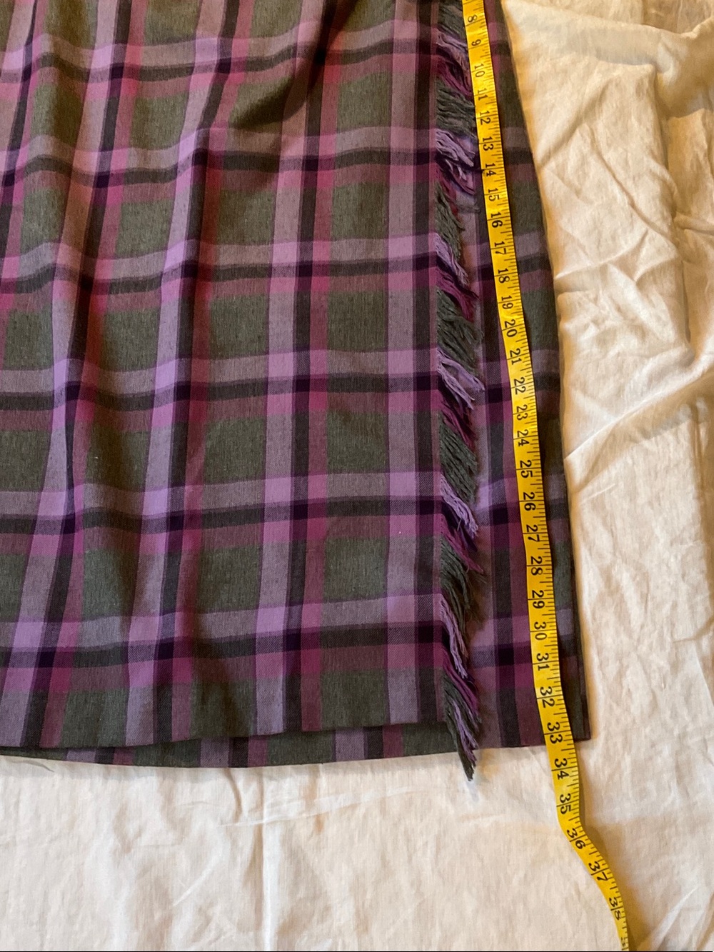 Requirements Purple & Gray Plaid Maxi Wrap Skirt with Fringe - Picture 5 of 7